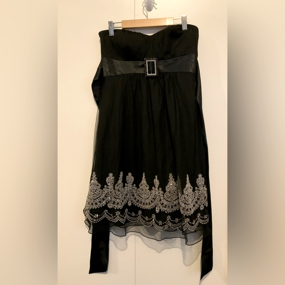 Teeze Me Beaded Embroidered Party Dress in Black - Size Medium